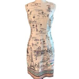 Chetta B Women's White Sleeveless Cotton Shift Dress Paris Venice Italy Size 4